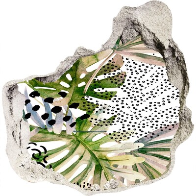 Nálepka 3D díra na zeď Tropická zahrada s dírou ve zdi