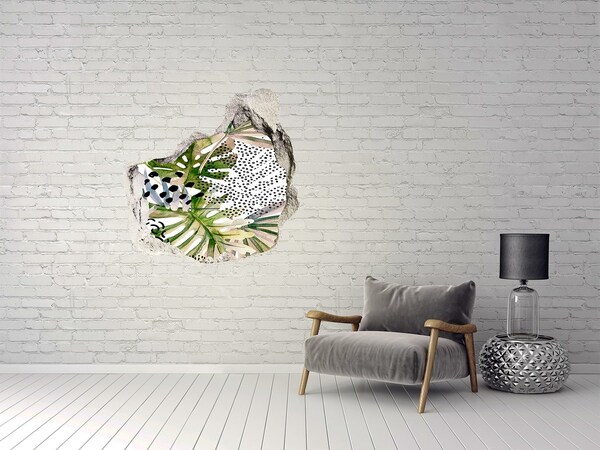 Nálepka 3D díra na zeď Tropická zahrada s dírou ve zdi