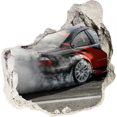 Foto fotografie díra na zeď Závodní auto v akci