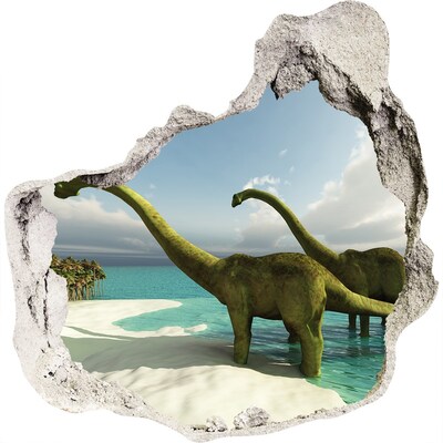 Díra 3D fototapeta nálepka Dinozaury na pláži