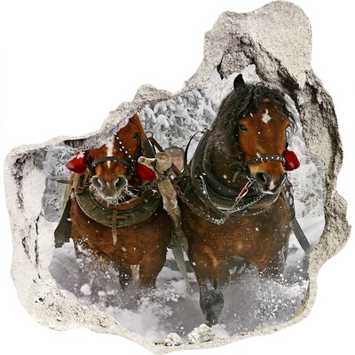 Díra 3D fototapeta na stěnu nálepka Zimní cesta s koňmi