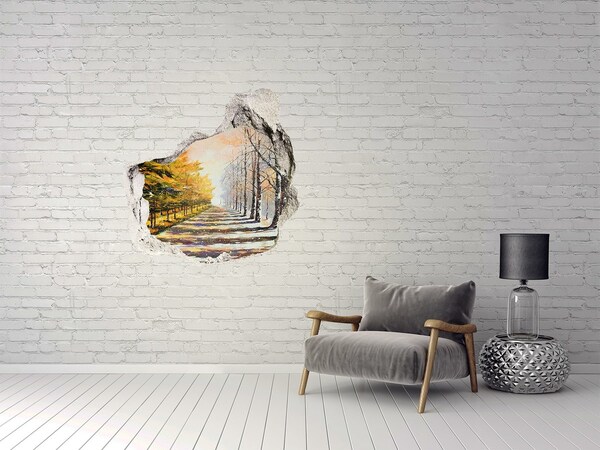 Díra 3D fototapeta nástěnná Podzimní alej stromů