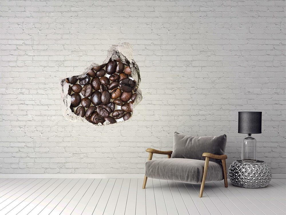 Nálepka 3D díra na zeď Zrnka kávy