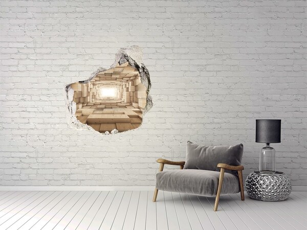 Díra 3D fototapeta nálepka Dřevěné bludiště ve zdi