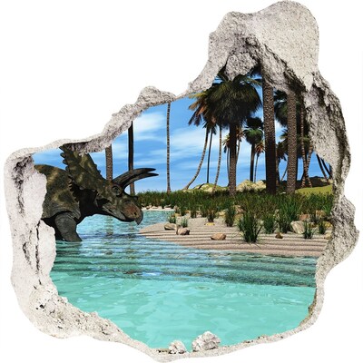 Díra 3D fototapeta na stěnu Dinozaury