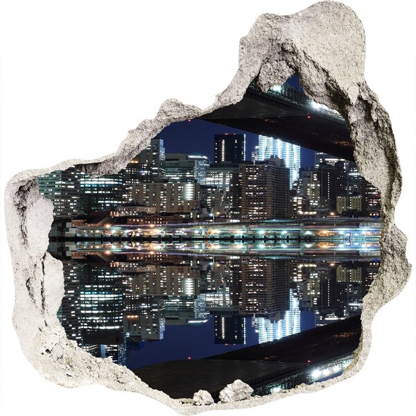 Fototapeta díra na zeď 3D Noční panorama města