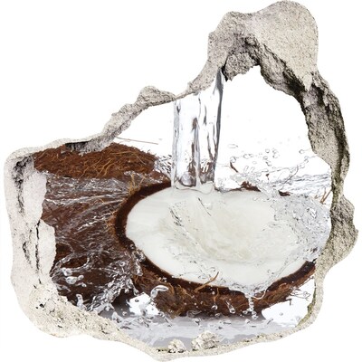 Nálepka 3D díra Kokos v proudu vody