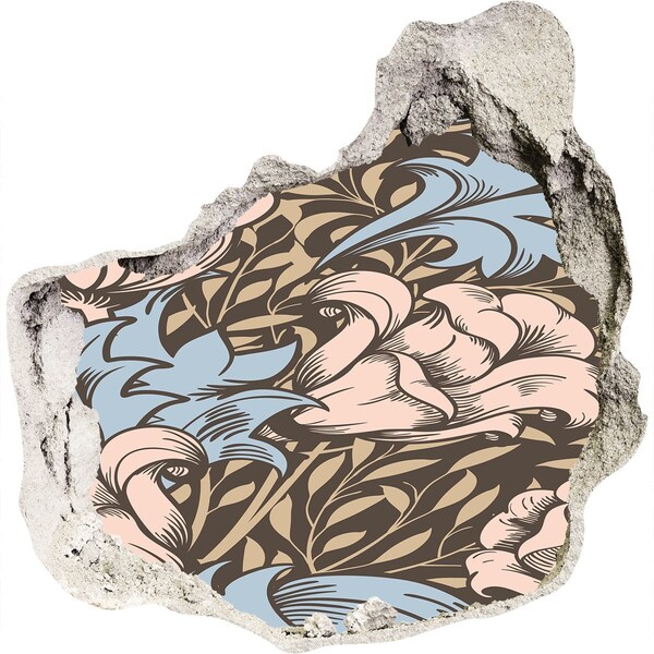 Nálepka 3D díra na zeď Díra ve zdi Květinový vzor