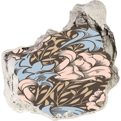 Nálepka 3D díra na zeď Díra ve zdi Květinový vzor