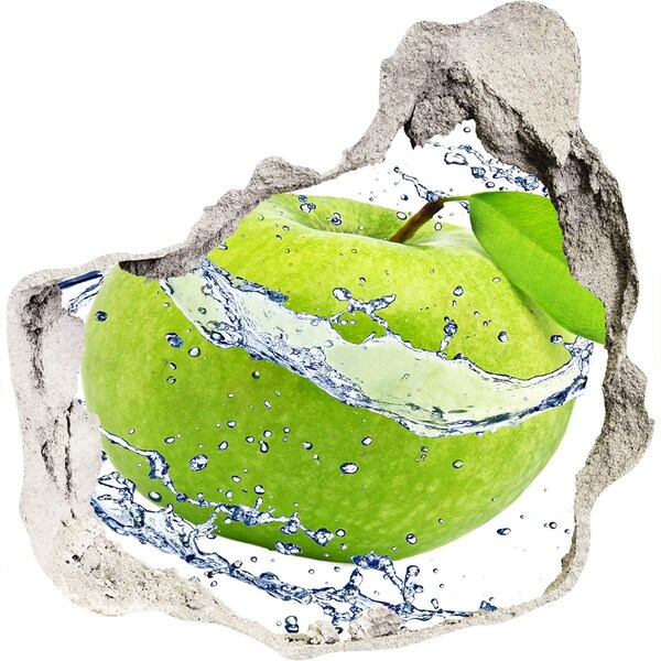 Nálepka 3D díra na zeď Zelené jablko ve vodě