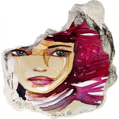 Díra 3D fototapeta nálepka Portrét s růžovými akcenty