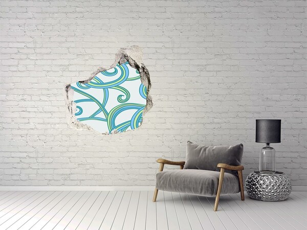 Fotoobraz díra na stěnu Barevné vlny na pozadí zdi
