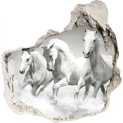 Díra 3D fototapeta na stěnu Bílí koně