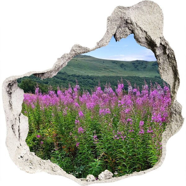 Samolepící díra na stěnu Květinová krajina v horách