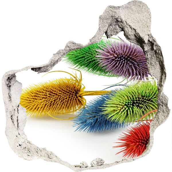 Samolepící díra nálepka beton Květinová exploze v betonu