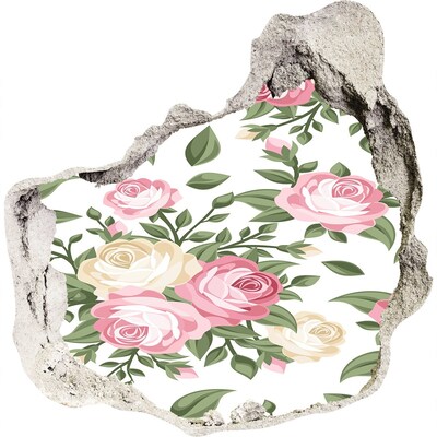 Nálepka 3D díra na zeď samolepící Díra ve zdi Květinová zahrada