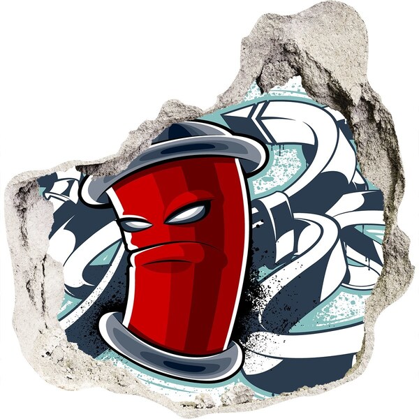 Foto fotografie díra na zeď Červený hrnek s graffiti