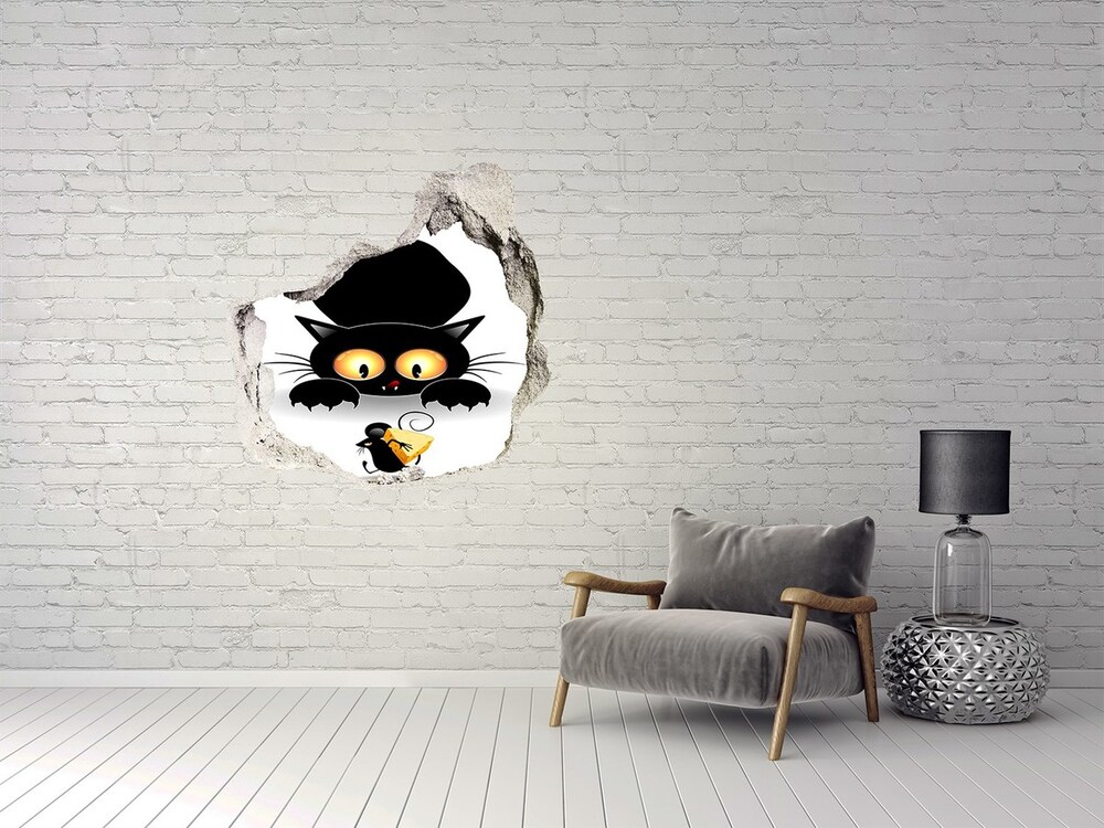 Díra 3D fototapeta na stěnu Kočka a myš