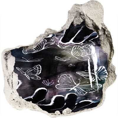 Díra 3D fototapeta nástěnná Motýli v magickém prostoru