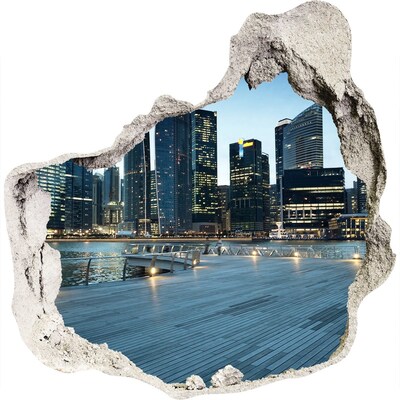 Fototapeta díra na zeď 3D Singapur noc