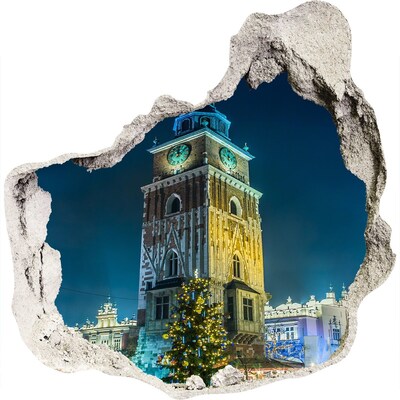 Fototapeta díra na zeď 3D Hodinová věž v Krakově