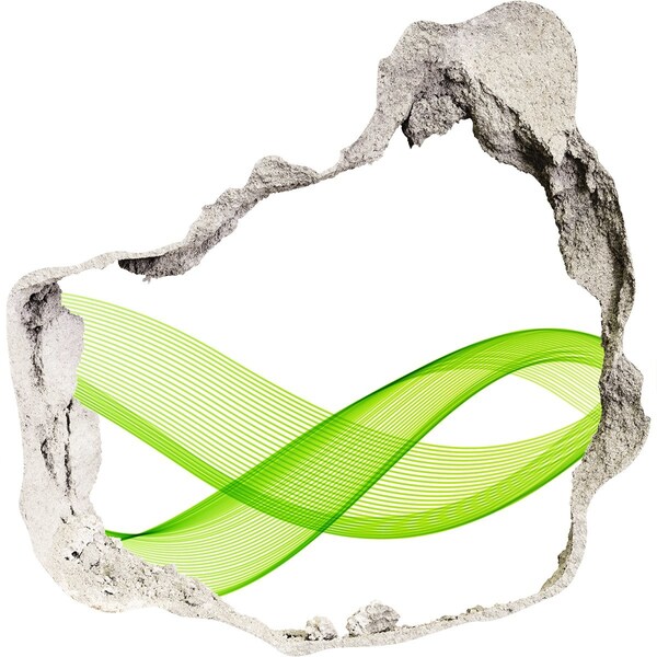 Díra 3D fototapeta nálepka Zelená vlna v díře ve zdi