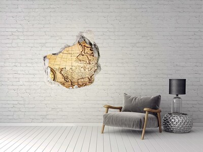 Samolepící díra na stěnu Kompas na mapě