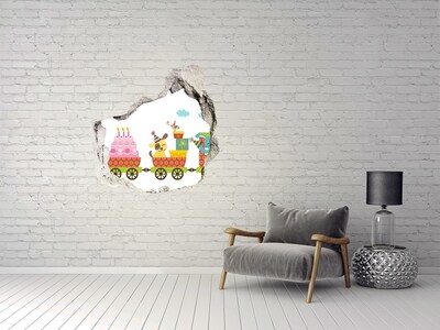 Samolepící nálepka na zeď Vlak s dárky a narozeninovým dortem