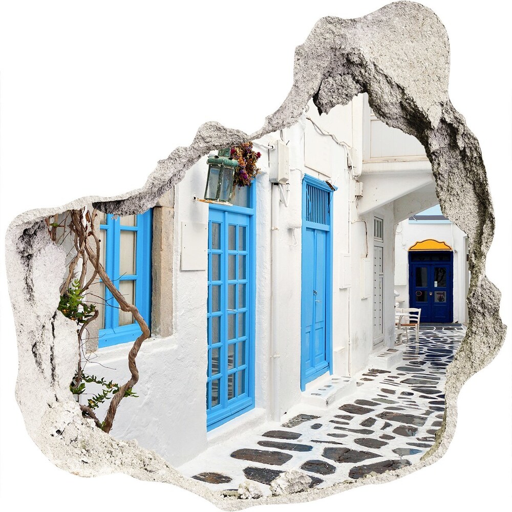 Fototapeta díra na zeď 3D Řecké uličky
