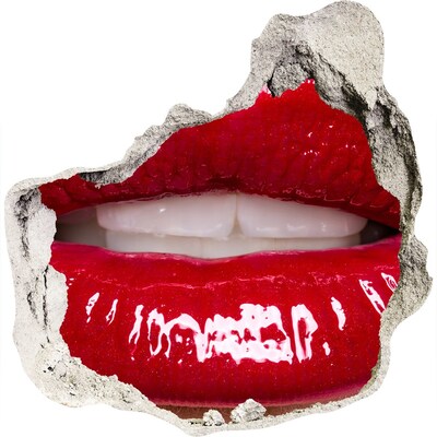 Fotoobraz díra na stěnu Rudé rty v díře ve zdi