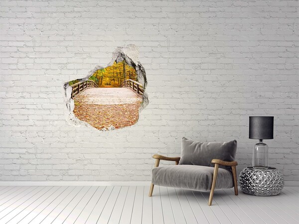 Nálepka fototapeta 3D Most v lese podzim