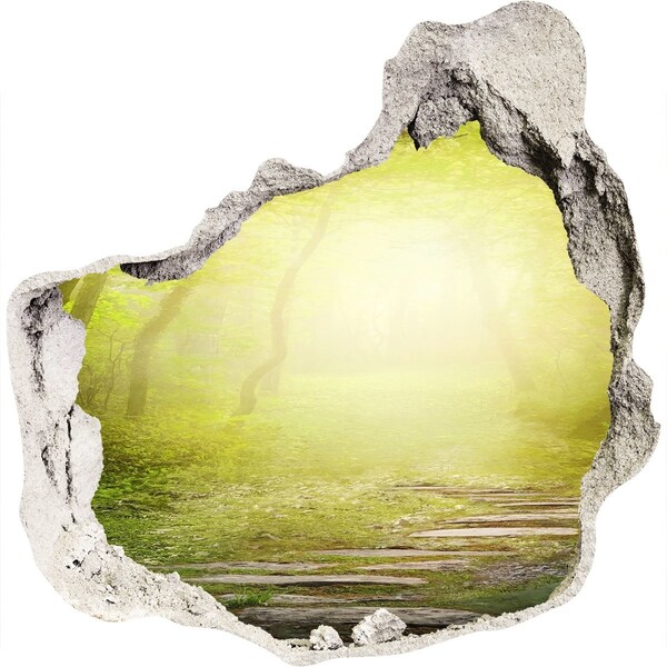 Samolepící díra nálepka Zelený les v paprscích slunce