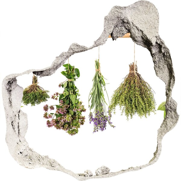 Nálepka díra na zeď beton Bylinkový koutek v kuchyni