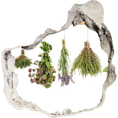 Nálepka díra na zeď beton Bylinkový koutek v kuchyni