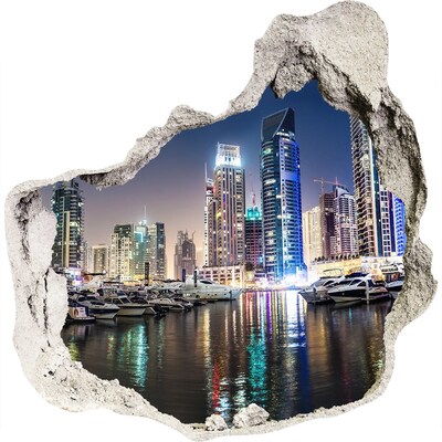 Fototapeta díra na zeď 3D Dubaj noc