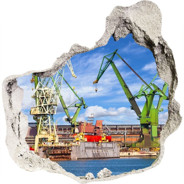 Fototapeta díra na zeď 3D Průmyslový přístav v akci