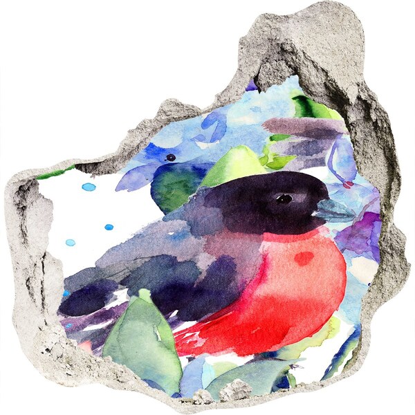 Díra 3D fototapeta nálepka Pták v barevné kompozici