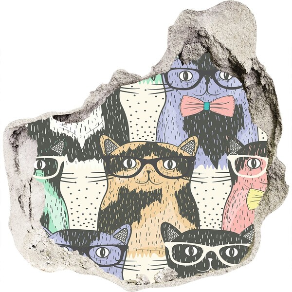 Díra 3D fototapeta nálepka Kočky s brýlemi