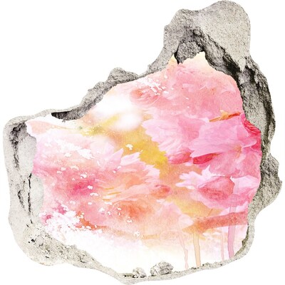 Díra 3D fototapeta nálepka Květinová krajina za dírou ve zdi