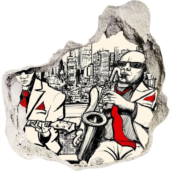 Fototapeta díra na zeď 3D Jazzová scéna ve městě