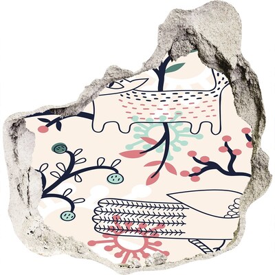 Díra 3D fototapeta nálepka Květinový vzor s prvky přírody