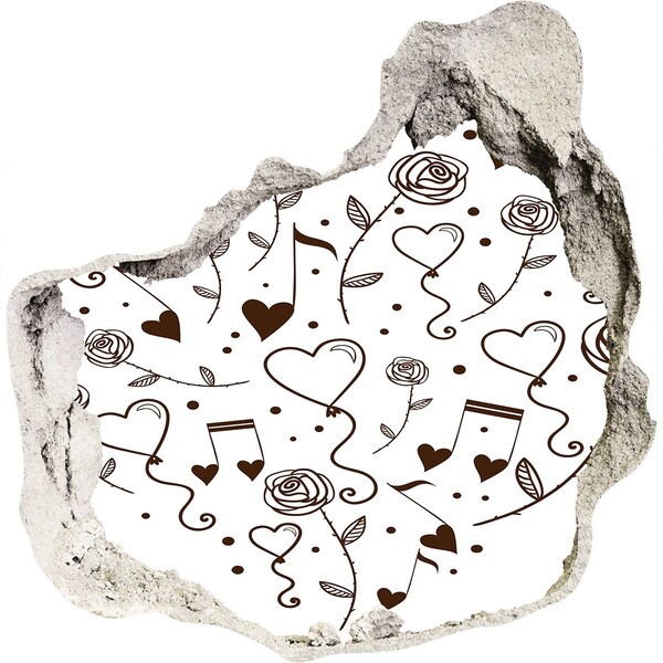 Foto fotografie díra na zeď Hudební srdce a růže