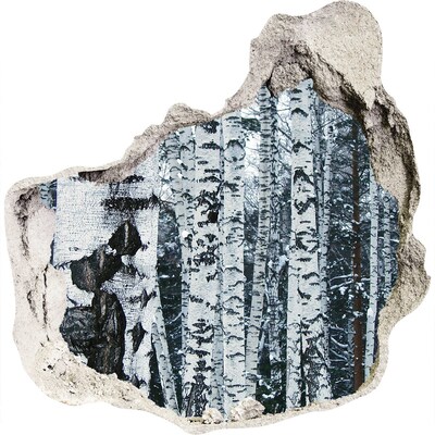 Samolepící díra na stěnu Zimní březový les