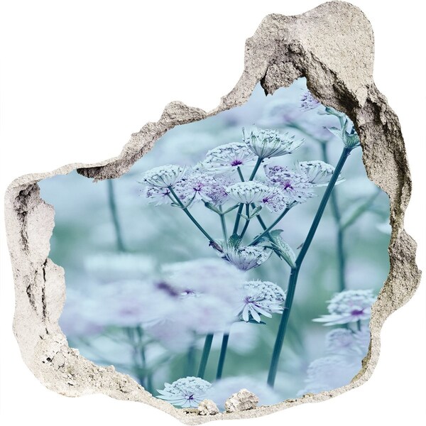 Samolepící díra na stěnu Květiny mezi zničenou zdí