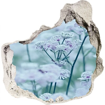 Samolepící díra na stěnu Květiny mezi zničenou zdí