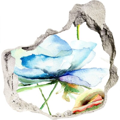 Nálepka 3D díra na zeď samolepící Květinový sen v betonu