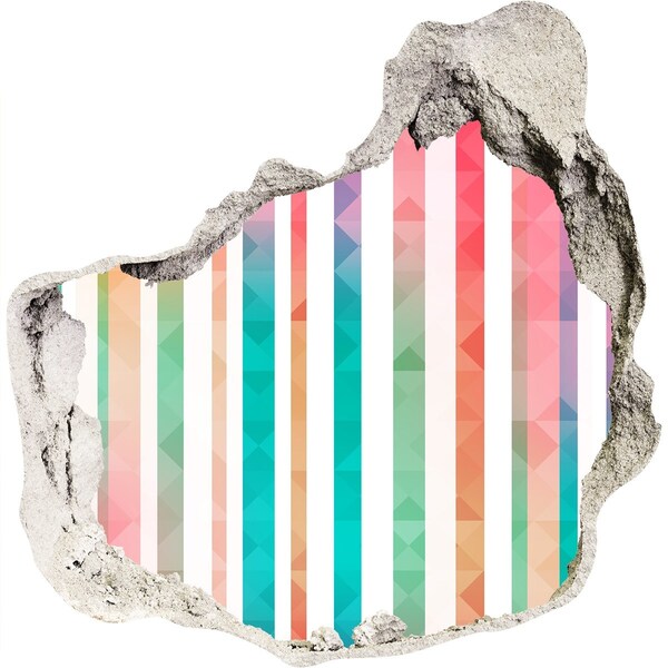 Díra 3D fototapeta nálepka Barevná geometrie za dírou ve zdi