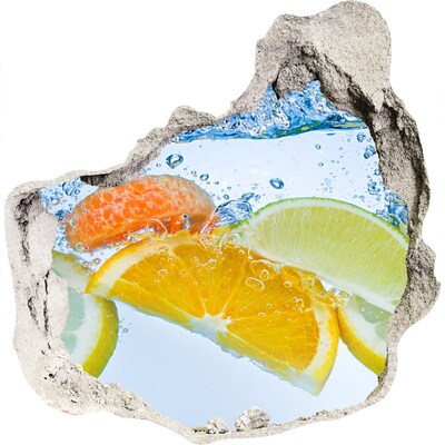 Nálepka 3D díra Citrusy pod vodou