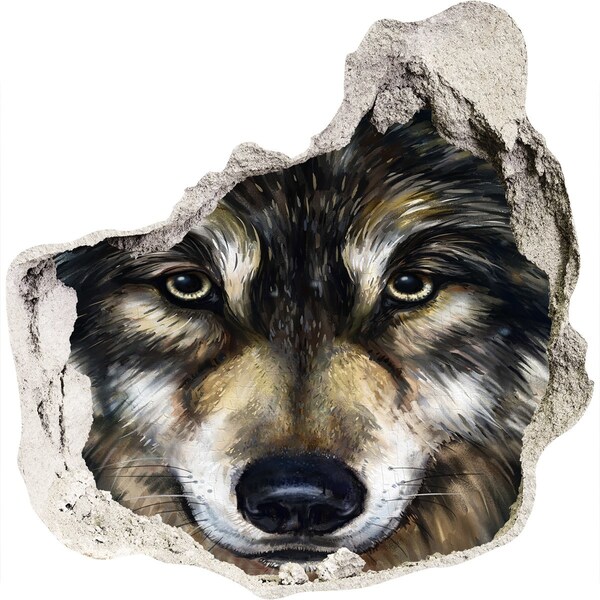 Díra 3D fototapeta na stěnu nálepka Vlčí pohled skrz zeď