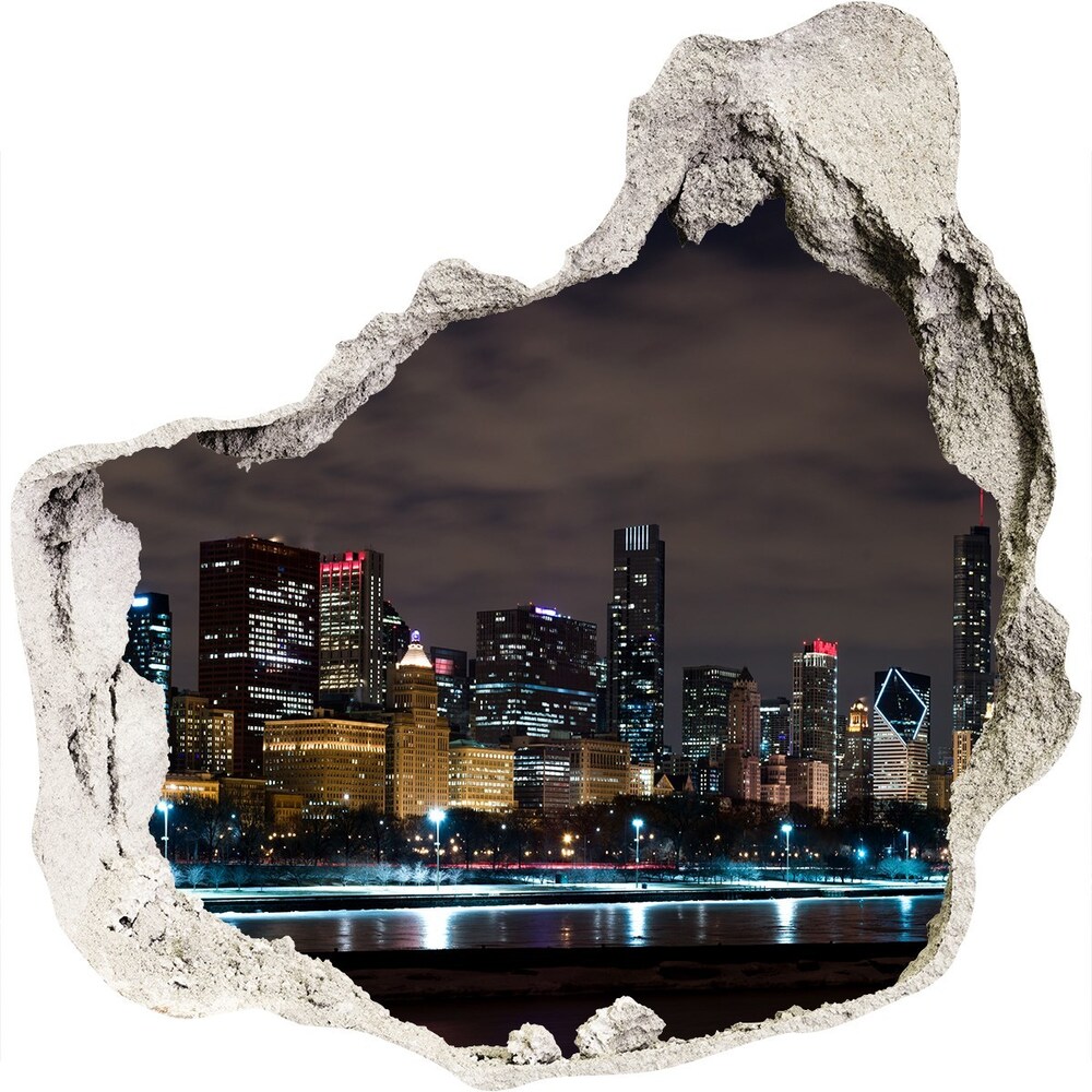 Fototapeta díra na zeď 3D Chicago noc